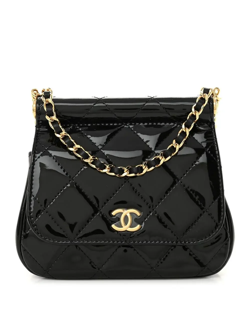 Chanel Patent Quilted Frame Clutch Flap #321617C19B